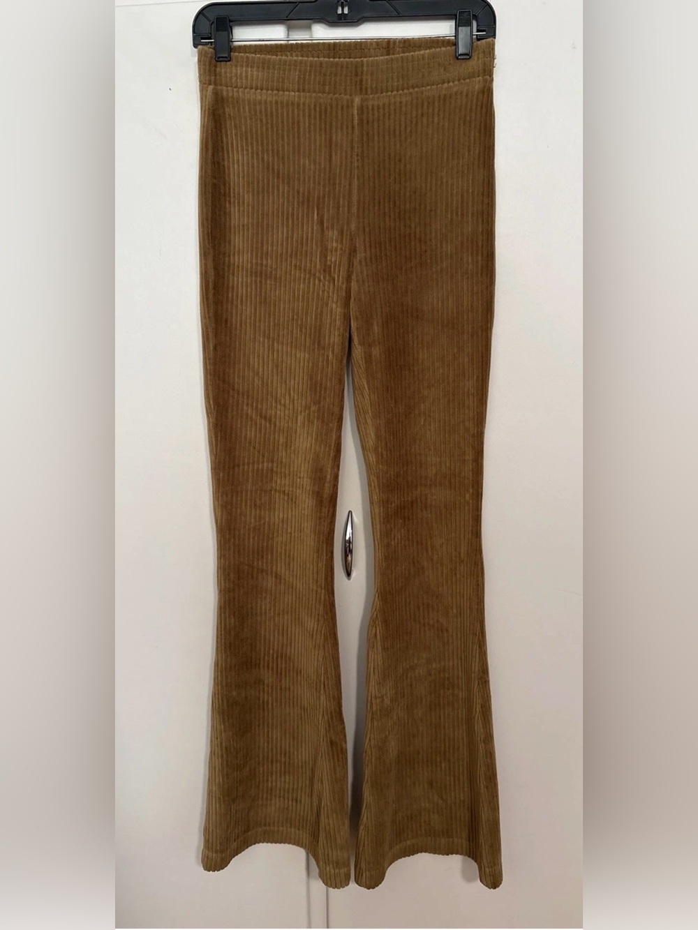 Flawless Aerie Camel Brown Velour Flared Leg Pants Regular Stretchy Size Small